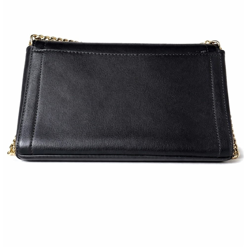 Michael Kors Kinsley Black Leather Crossbody Bag Gold Chain Classic Purse Medium - Picture 3 of 8